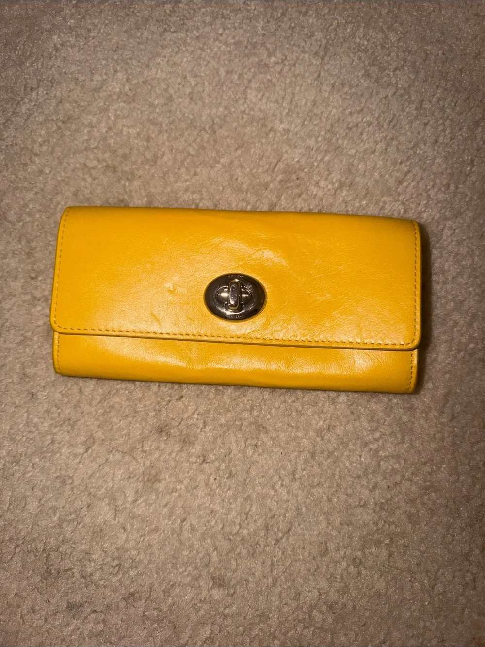 Coach Yellow Turn-Lock Leather Wallet
